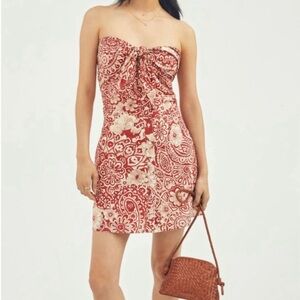 Blue tassel strapless dress from Anthropologie NWT